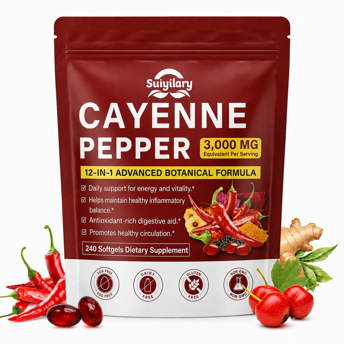 Suiyilary gélules de cayenne 240 gélules végétales en sachet