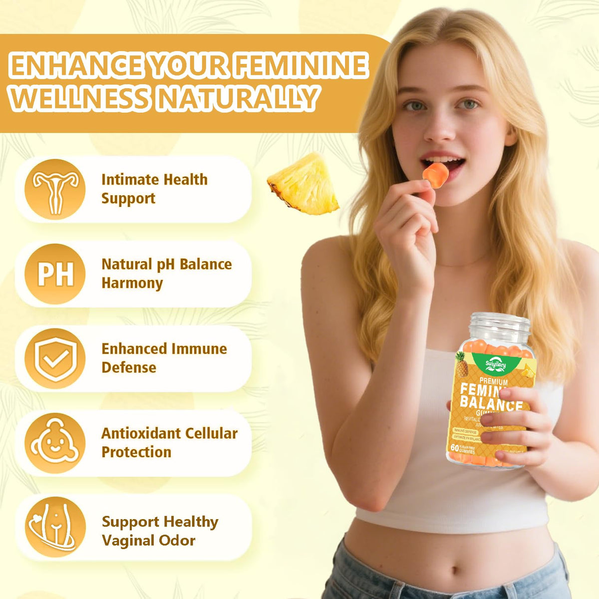 Suiyilary Gummies Probiotiques - affichage des ingrédients sur l'emballage