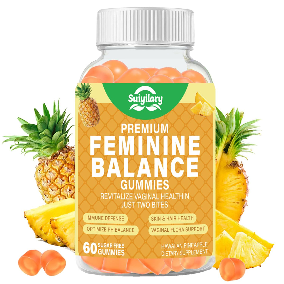 Suiyilary Gummies Probiotiques Féminins 60 unités - Ananas, emballage avant