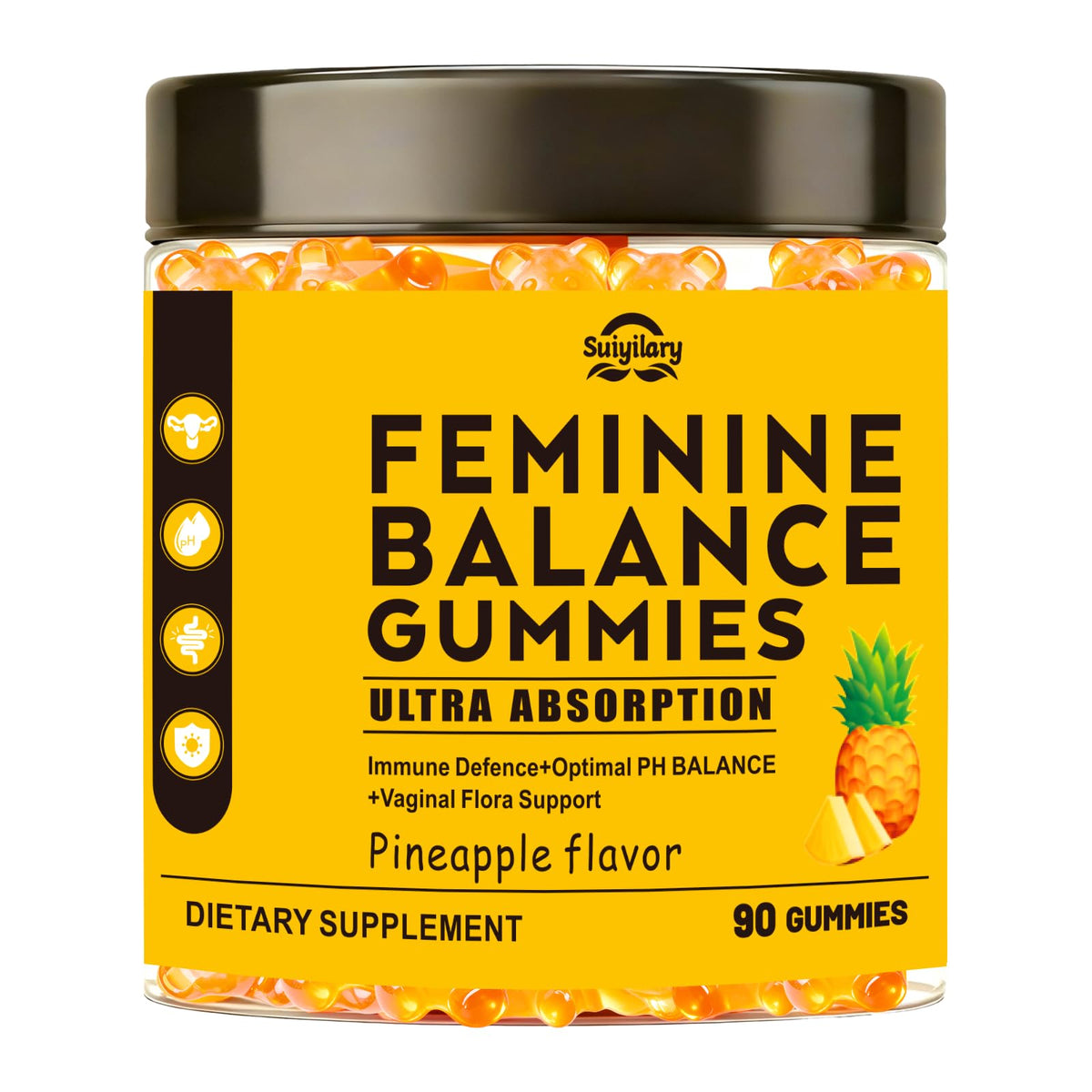 Suiyilary Gummies Probiotiques Féminins Ananas bouteille vue de face
