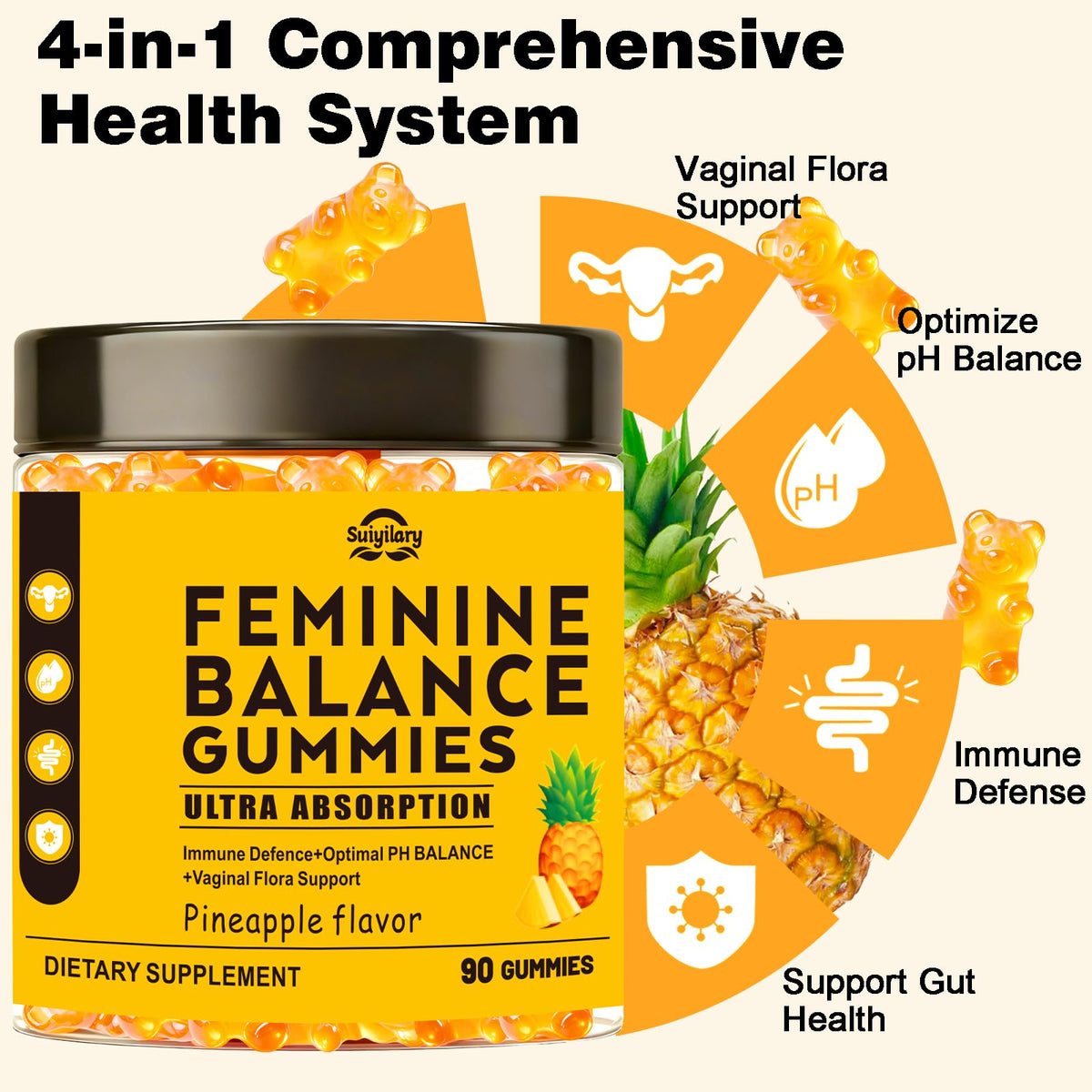 Suiyilary Gummies Probiotiques Féminins Ananas dosage recommandé