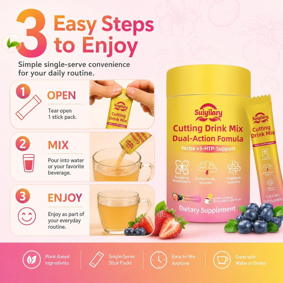 Suiyilary Mélange de Boisson en Poudre sachet avec fruits