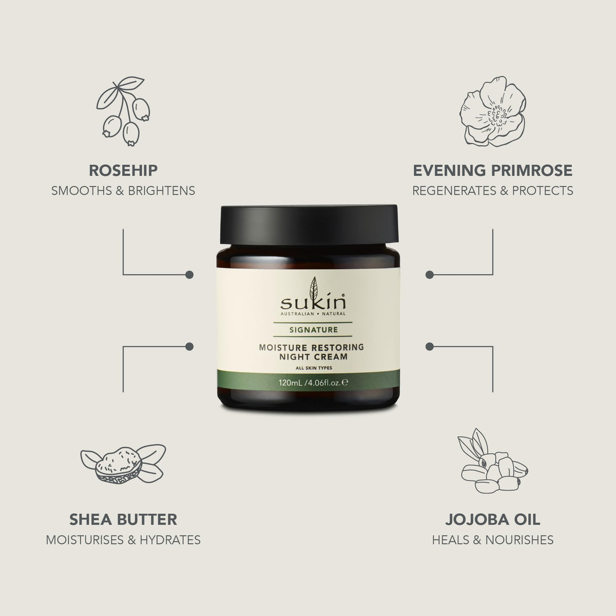 Sukin Crème de Nuit Hydratante emballage