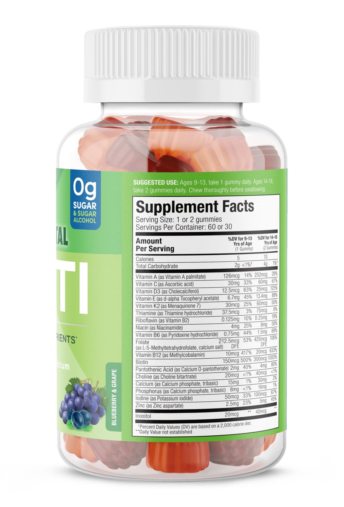 SUKU Gummies Multivitamines Adolescents étiquette et information nutritionnelle