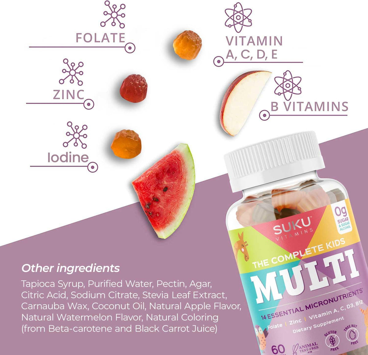 SUKU gummies multivitamines enfants, ingrédients principaux