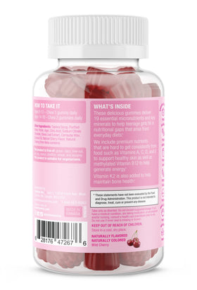 SUKU Gummies Multivitamines pour Filles Adolescentes - gummies cerise