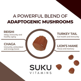 SUKU Super Mushroom Gummies, ingrédients sur l'étiquette