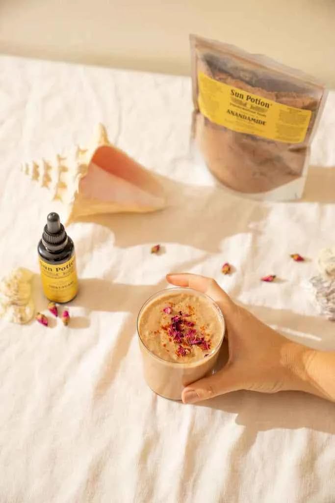 Sun Potion Mélange de Cacao Adaptogène 222g - cuillère avec poudre
