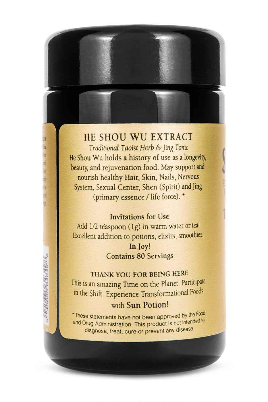 Sun Potion Poudre He Shou Wu 200g - étiquette
