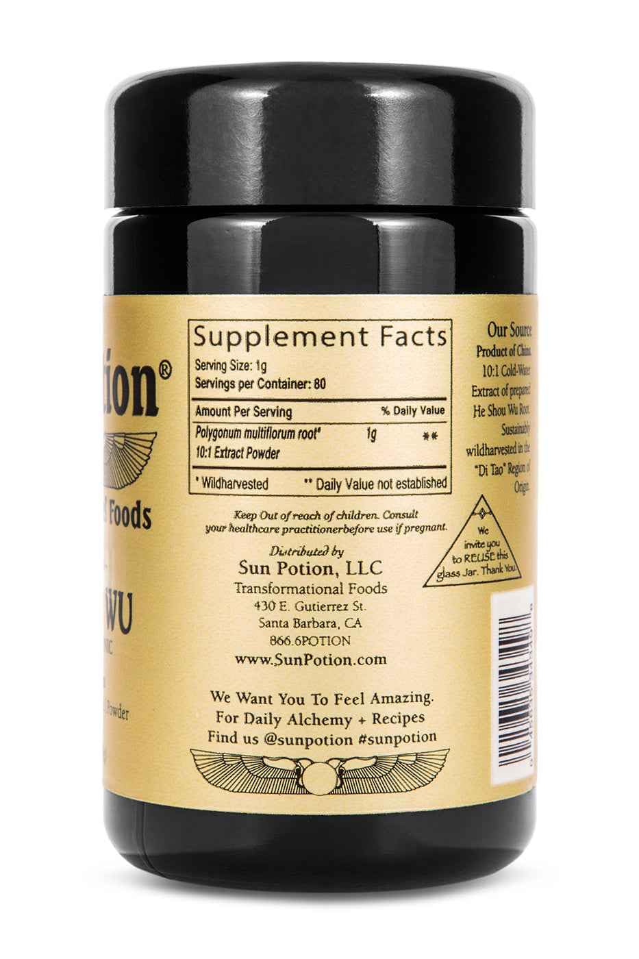 Sun Potion Poudre He Shou Wu 200g - préparation avec eau