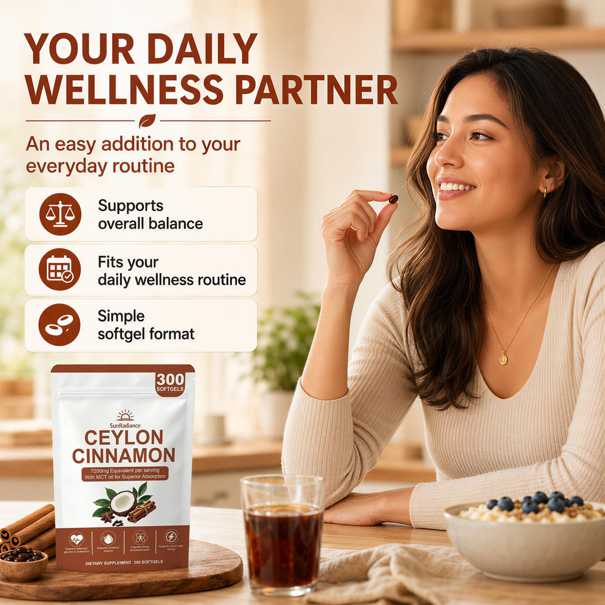Sun Radiance Cannelle de Ceylan 600mg gélules avec étiquette visible