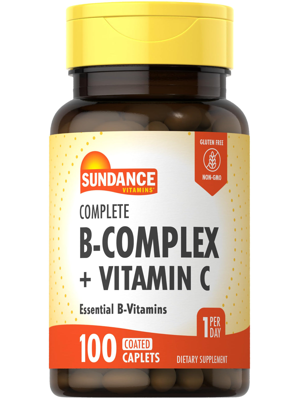 Sundance B-Complex 100 comprimés, vue avant avec étiquette