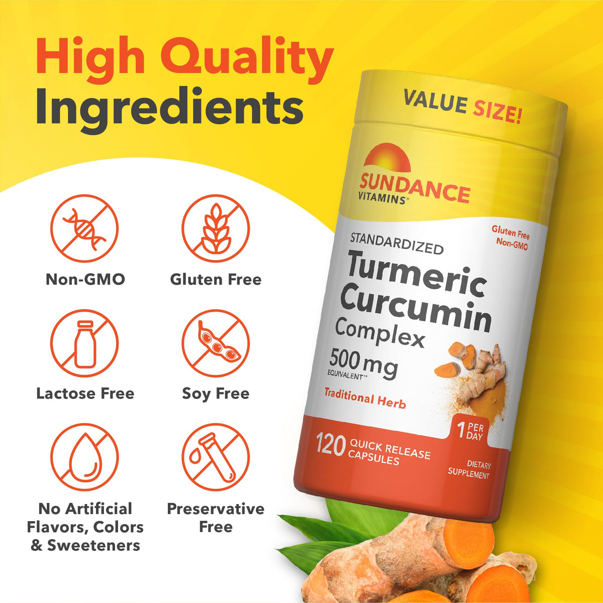 Sundance Complément Curcuma Curcumin 500 mg avec extrait de poivre noir
