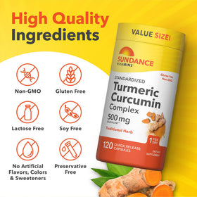 Sundance Complément Curcuma Curcumin 500 mg avec extrait de poivre noir