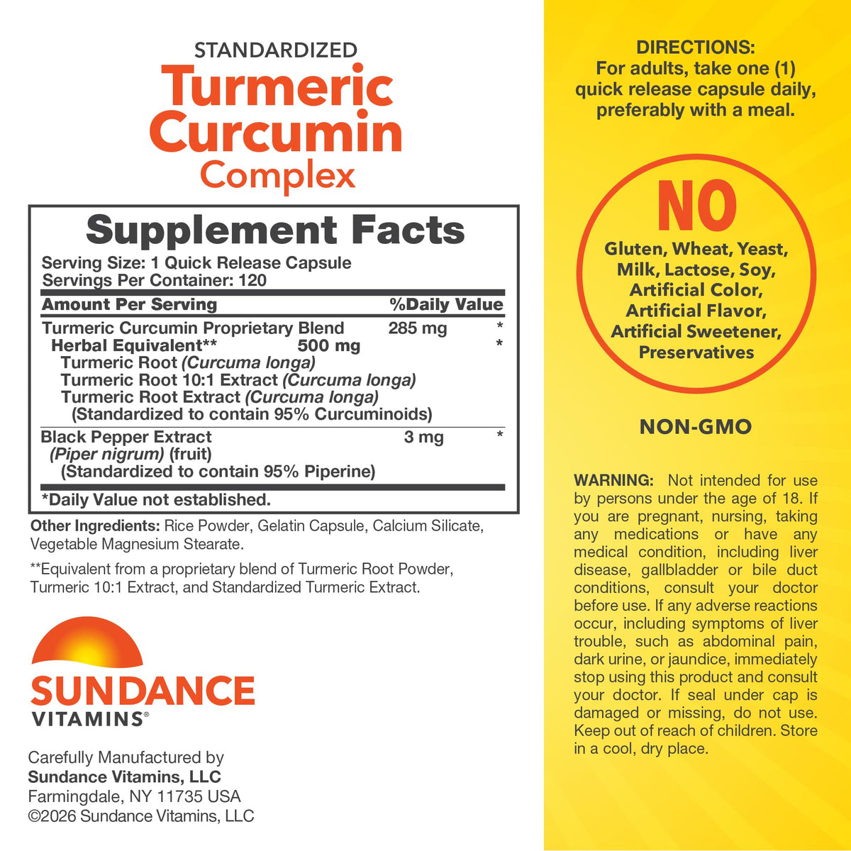 Sundance Complément Curcuma Curcumin 500 mg capsule ouverte
