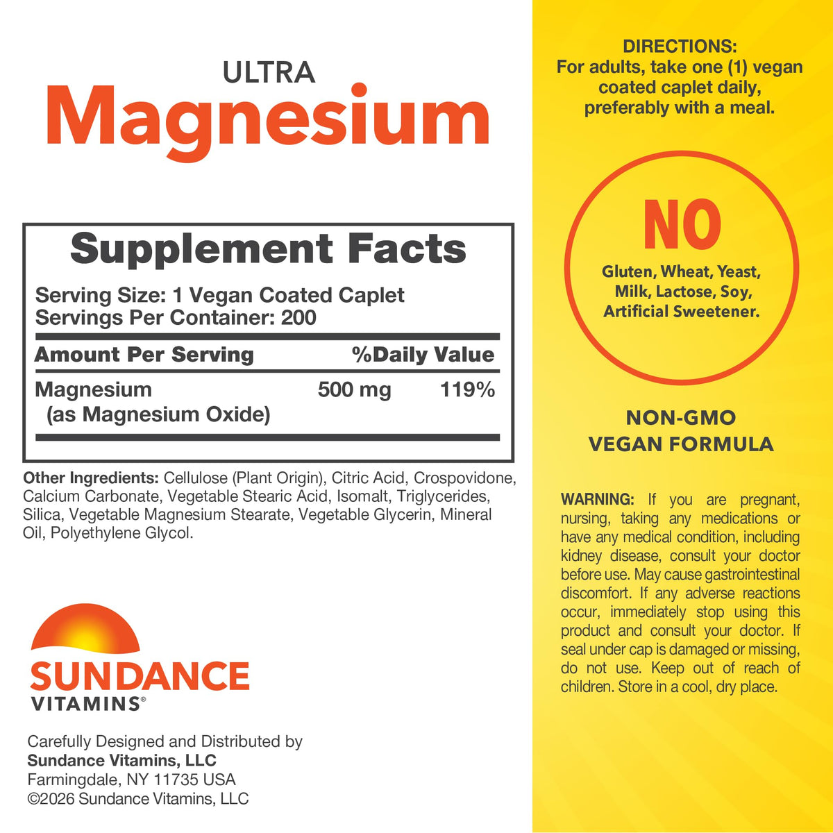 Sundance Complément Magnésium 500 mg, comprimés enrobés