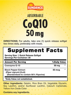 Sundance CoQ10 50 mg gélules molles - gélules individuelles