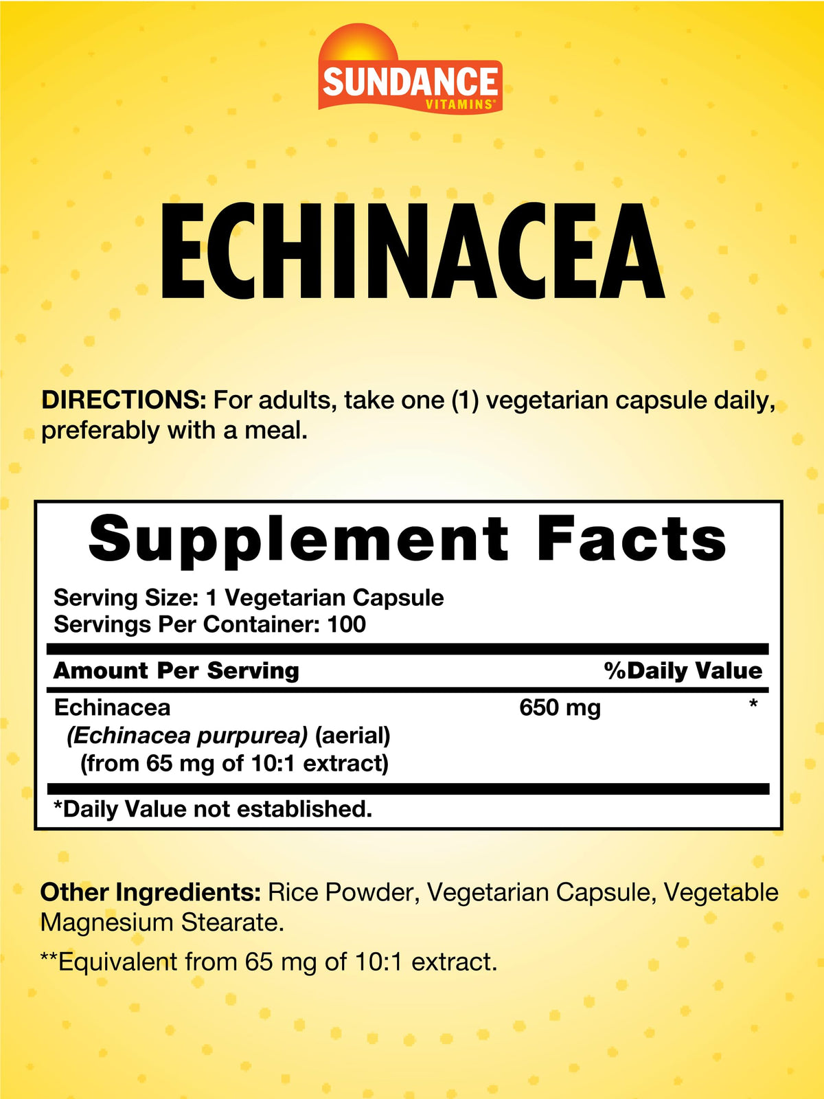 Sundance Echinacea 650mg capsules végétariennes