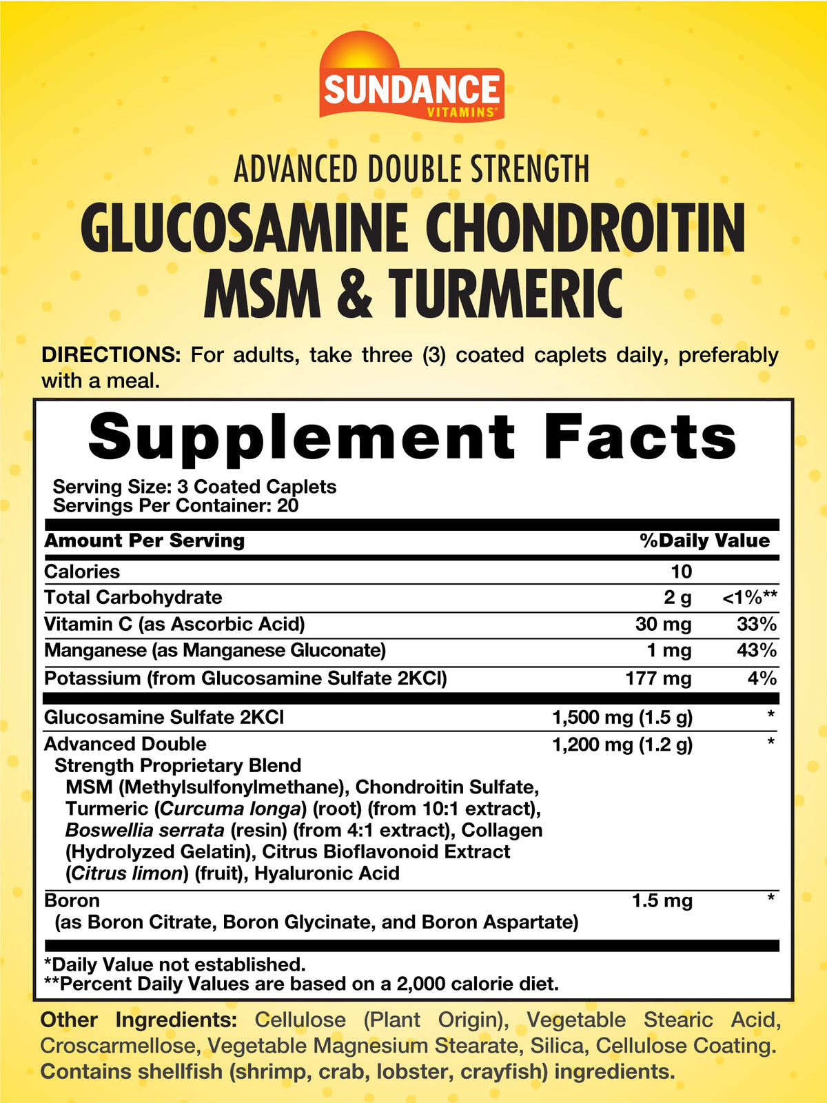 Sundance Glucosamine Chondroitin MSM Curcuma emballage