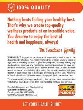 Sundance Gummies Multivitamines avec les ingrédients listés