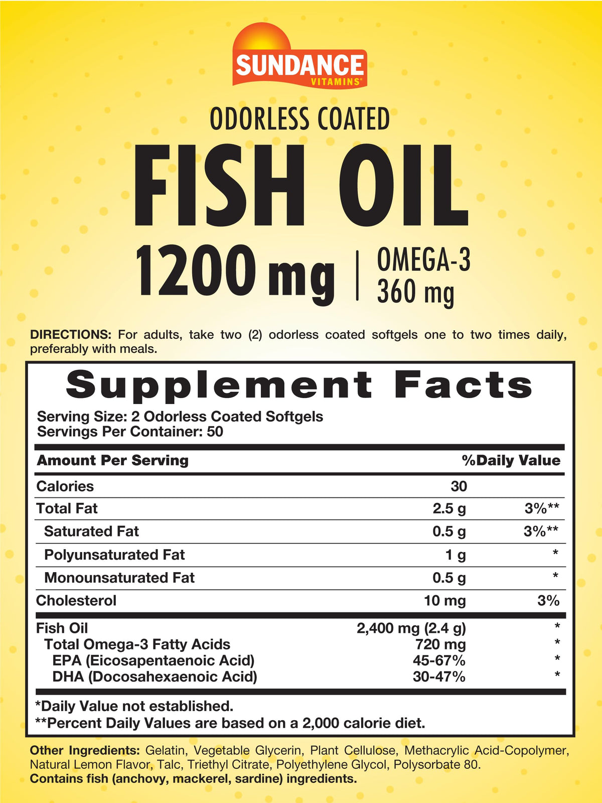 Sundance Huile de Poisson 1200mg gélule coquée close-up