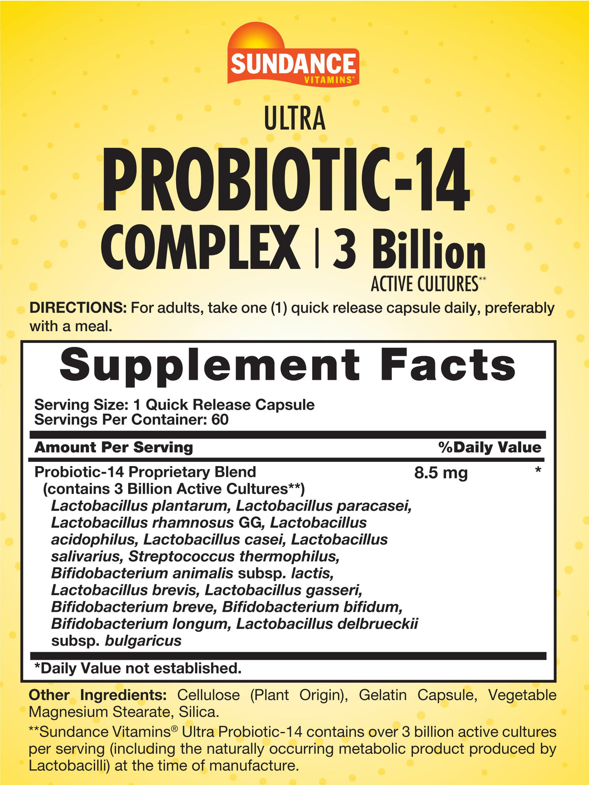 Sundance Probiotic-14 Complex 60 capsules emballage