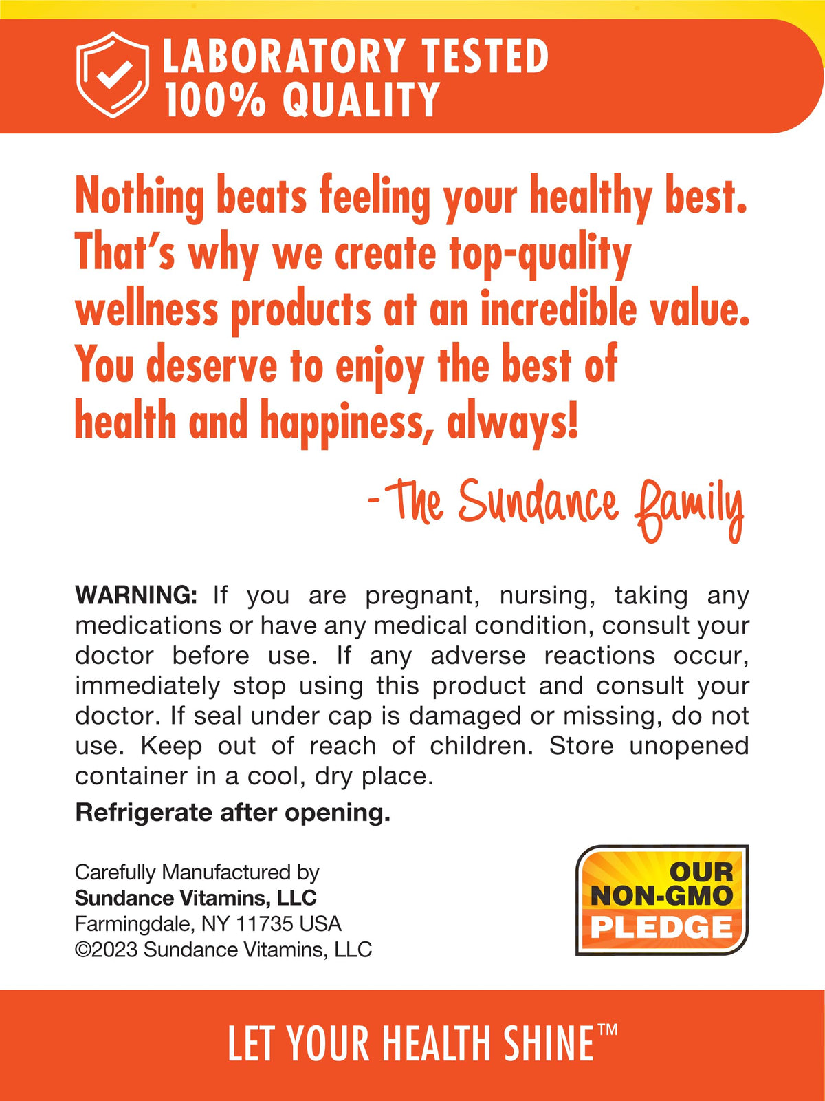 Sundance Probiotic-14 Complex étiquette détaillée