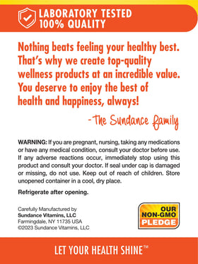 Sundance Probiotic-14 emballage avec informations nutritionnelles
