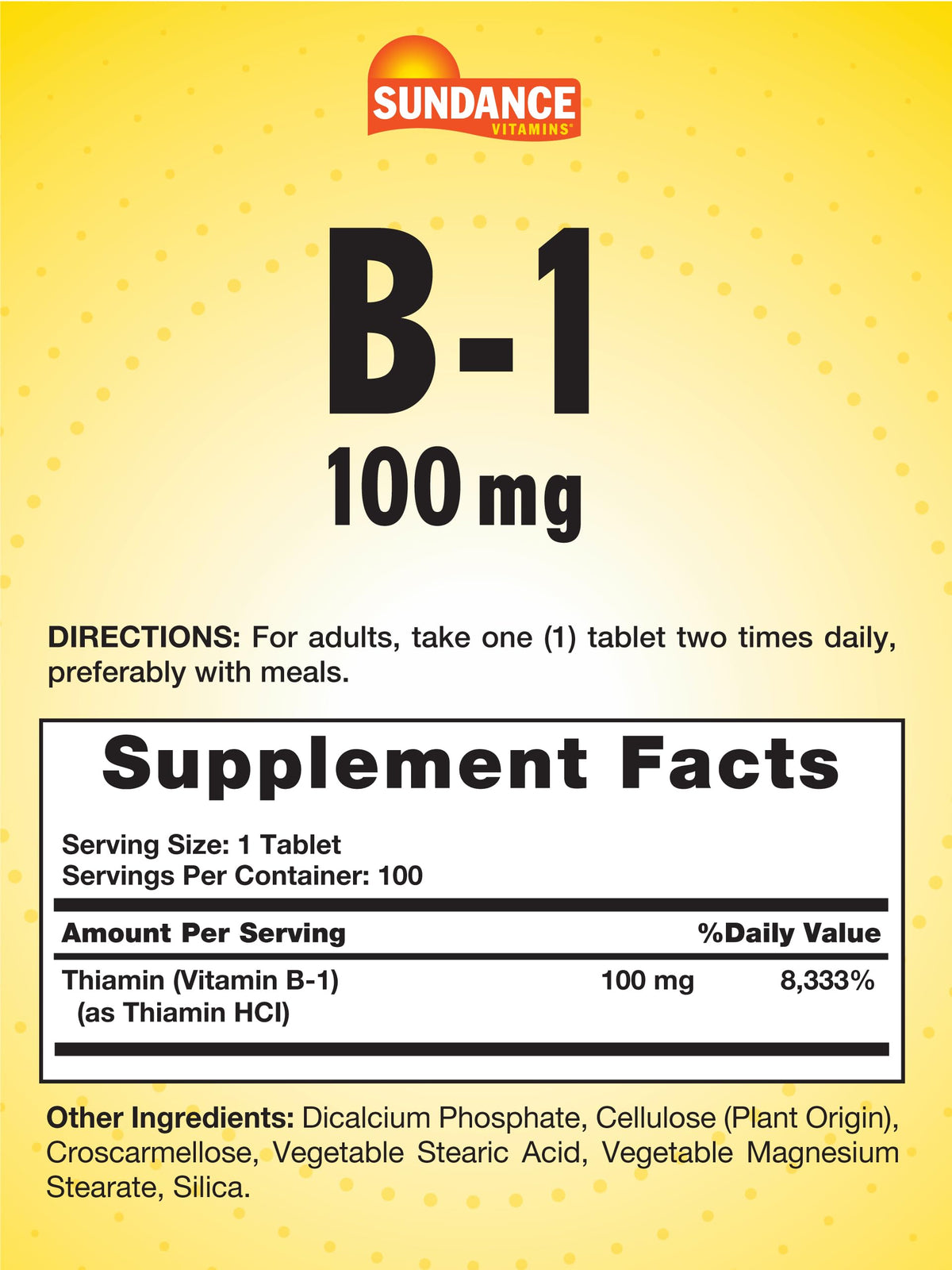 Sundance Vitamine B-1 100 mg comprimés en vue de côté