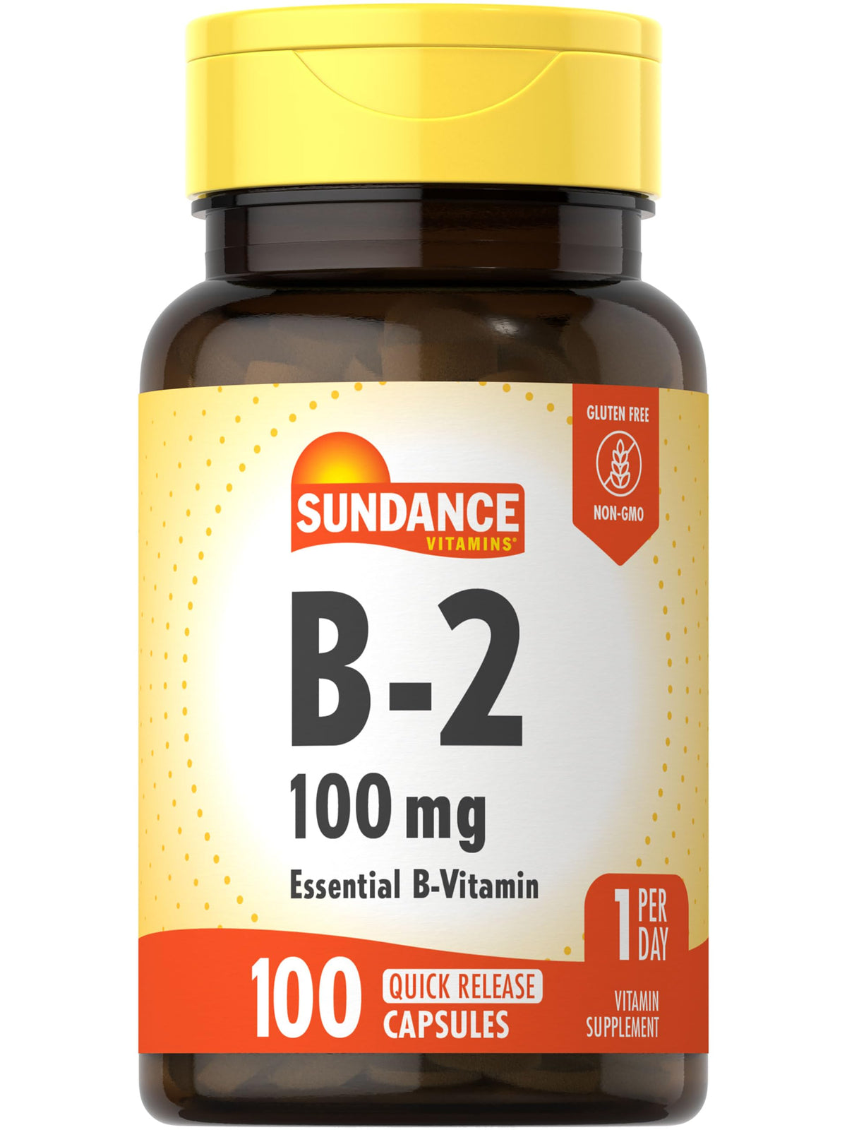 Sundance Vitamine B-2 100mg capsules vue de face avec emballage
