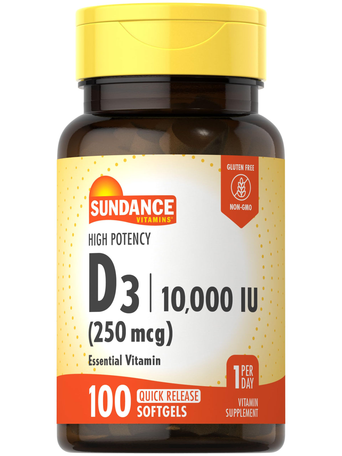 Sundance Vitamine D3 10 000 UI 100 gélules, vue de face