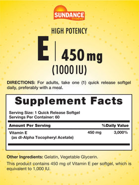 Sundance Vitamine E 450mg gélules molles emballage