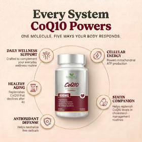 Sundhed Natural CoQ10 400mg capsules végétales sur fond blanc