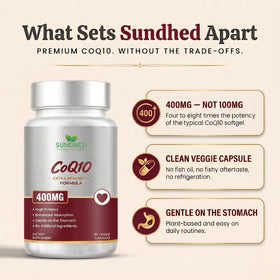 Sundhed Natural CoQ10 400mg étiquette de produit avec ingrédients