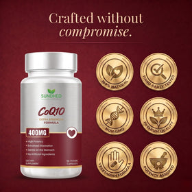 Sundhed Natural CoQ10 400mg flacon avec une cuillère de capsules