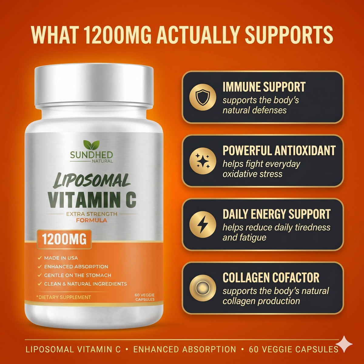 Sundhed Natural Vitamine C Liposomale gélules avec une cuillère