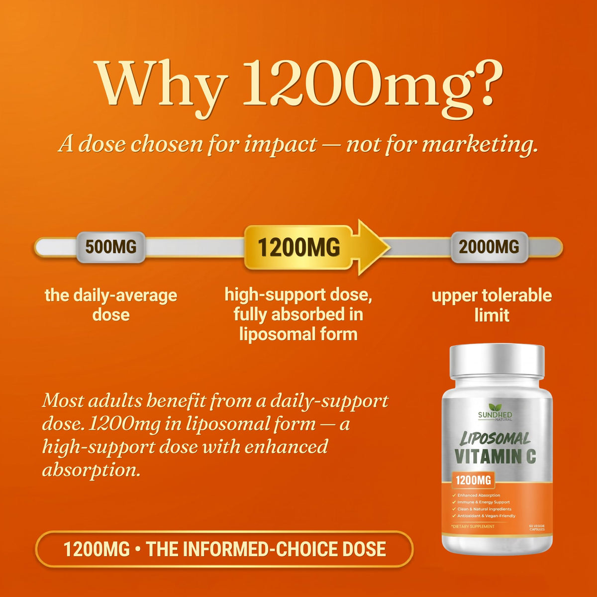 Sundhed Natural Vitamine C Liposomale sur une table en bois