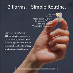 Sunergetic capsules de magnésium citrate 500mg avec gros plan sur la capsule