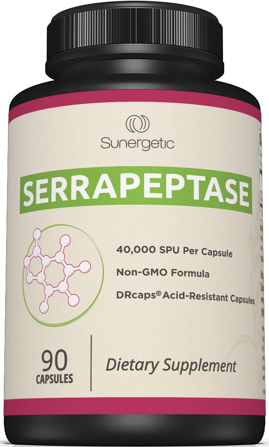 Sunergetic complément alimentaire Serrapeptase 40 000 SPU 90 capsules avant