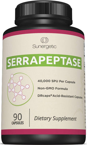 Sunergetic complément alimentaire Serrapeptase 40 000 SPU 90 capsules avant