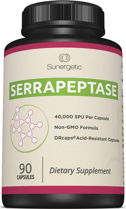 Sunergetic complément alimentaire Serrapeptase 40 000 SPU 90 capsules avant