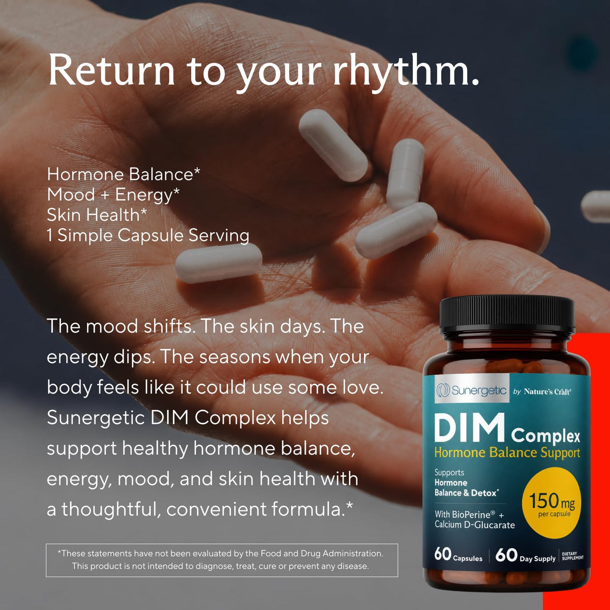 Sunergetic DIM 150mg capsules avec ingrédients listés