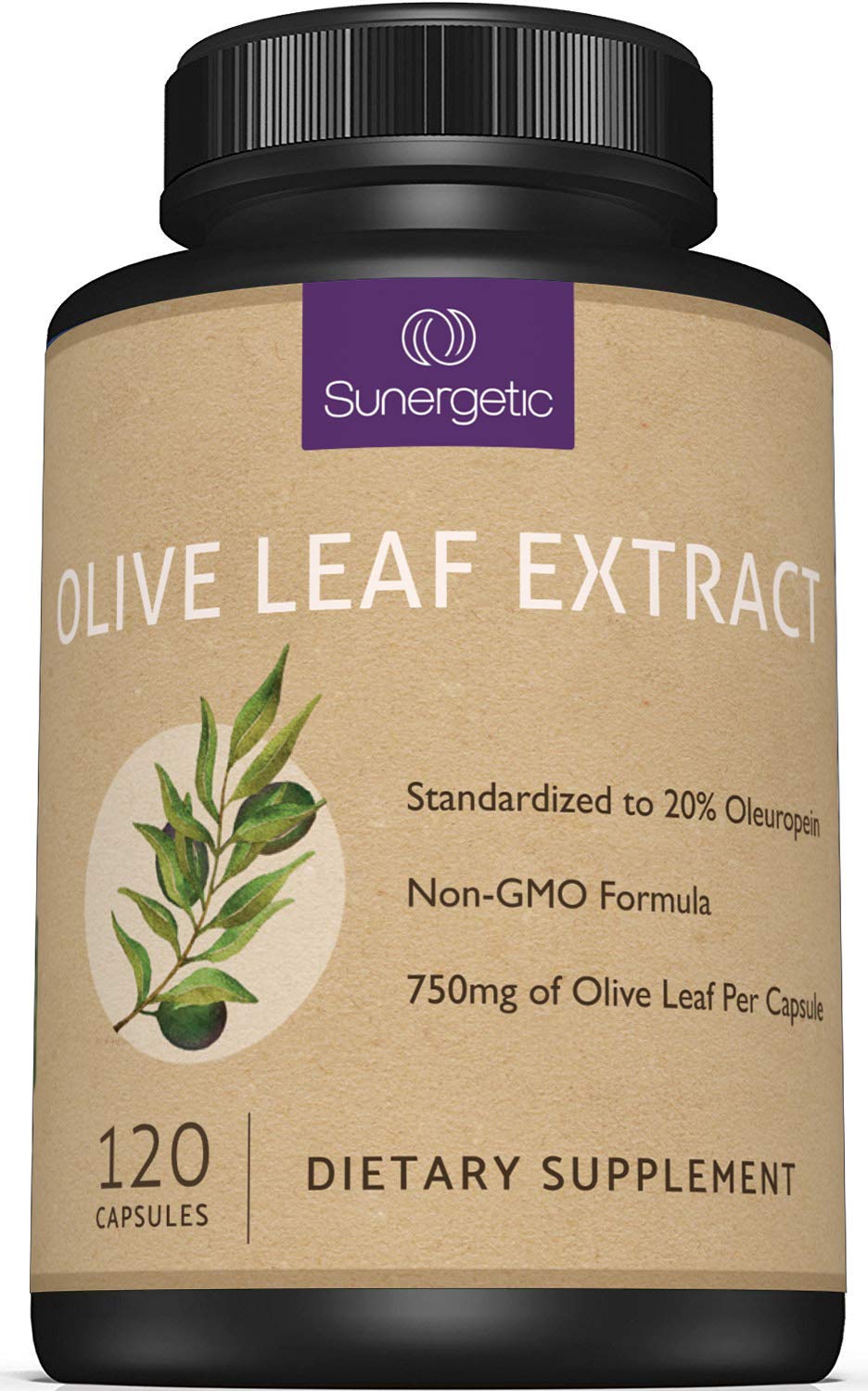 Sunergetic Extrait de Feuille d'Olivier 750mg Capsules - Vue de face