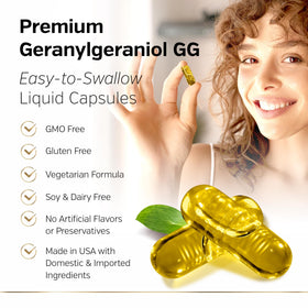 Sunergetic GG-Gold 150mg avec des ingrédients naturels en arrière-plan