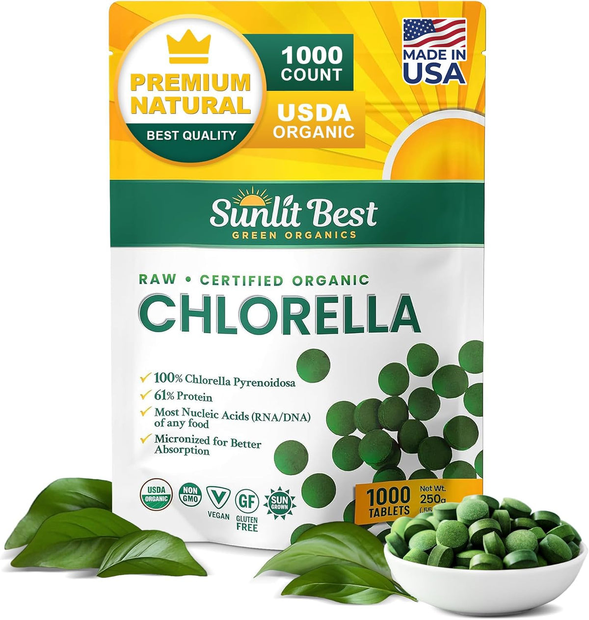 Sunlit Best Chlorella 1000 Tablettes vue de face