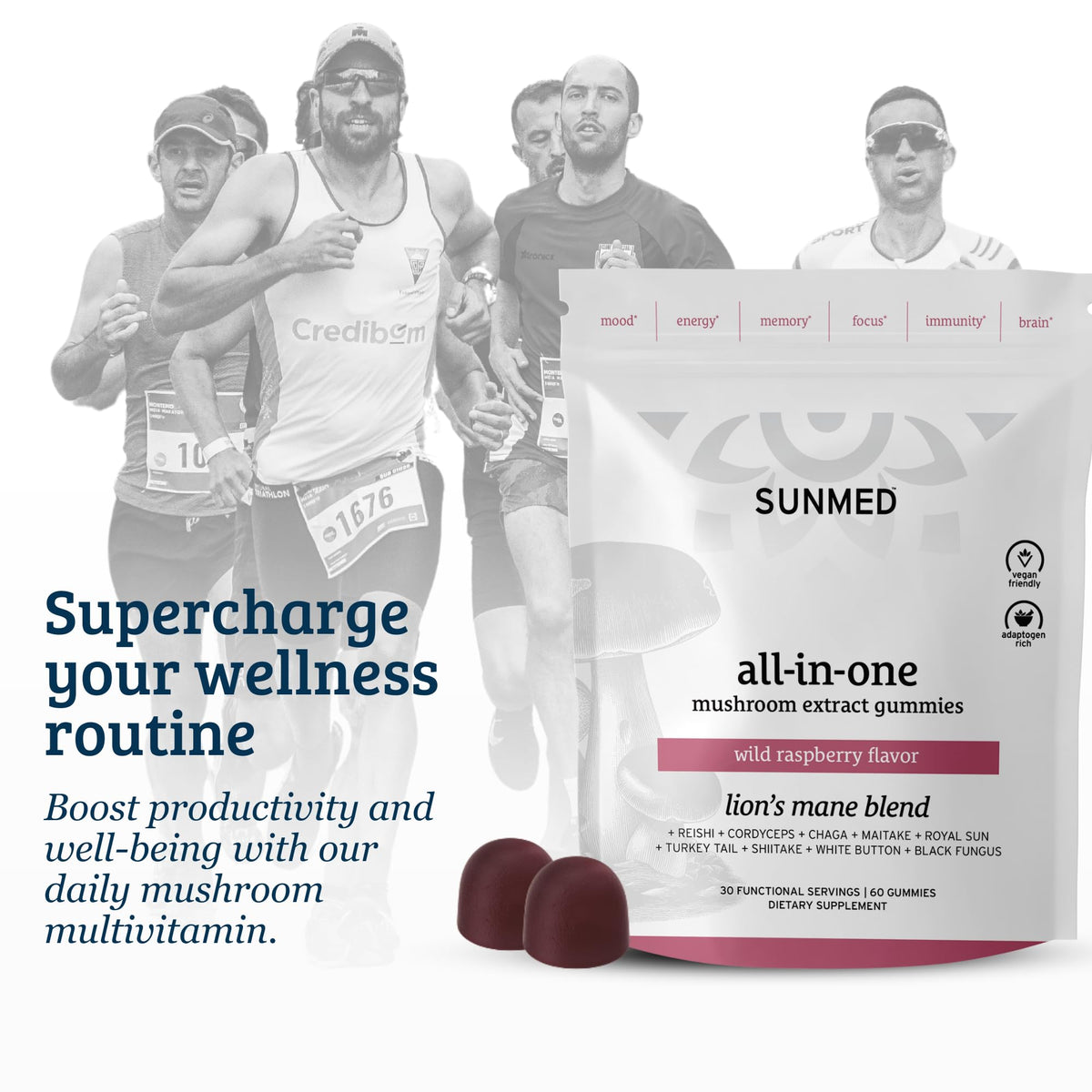 SUNMED gélifiés champignons 60ct avec fruits