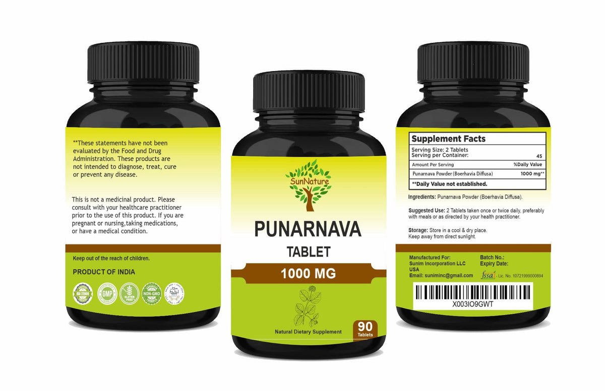 SunNature comprimés de Punarnava 90 comprimés angle de côté