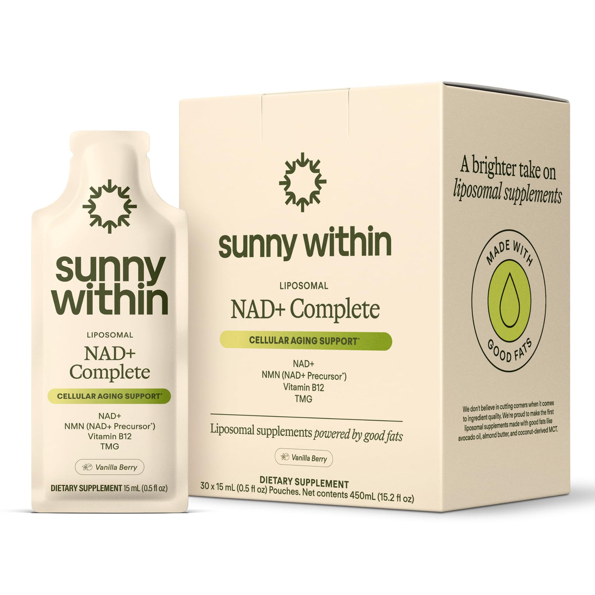Sunny Within complément alimentaire NAD+ NMN en sachet de 30 ct