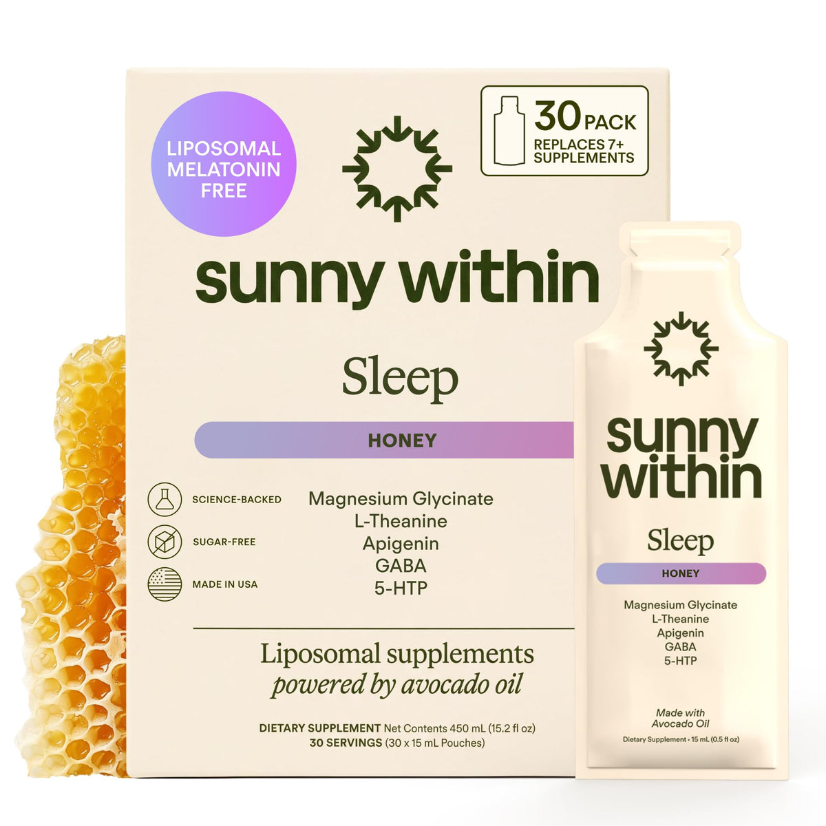 Sunny Within Complément Alimentaire Sommeil 30 Saches vue de face