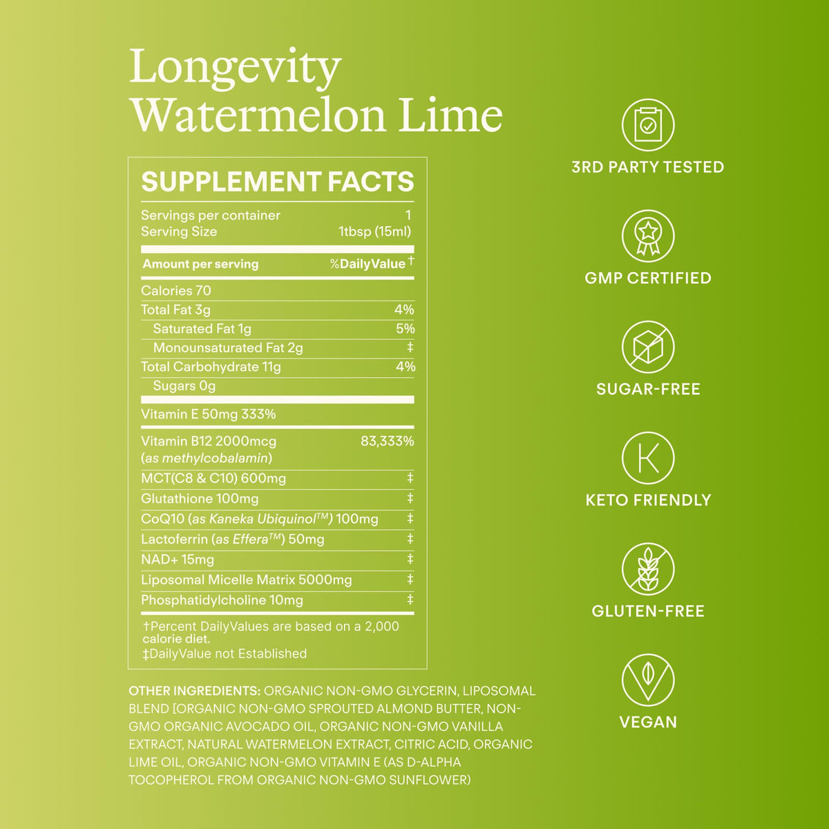 Sunny Within Glutathione Liposomal 30 Portions ingrédients sur l'étiquette